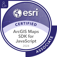 Badge certification Esri ArcGIS Maps SDK for JavaScript Associate 2024
